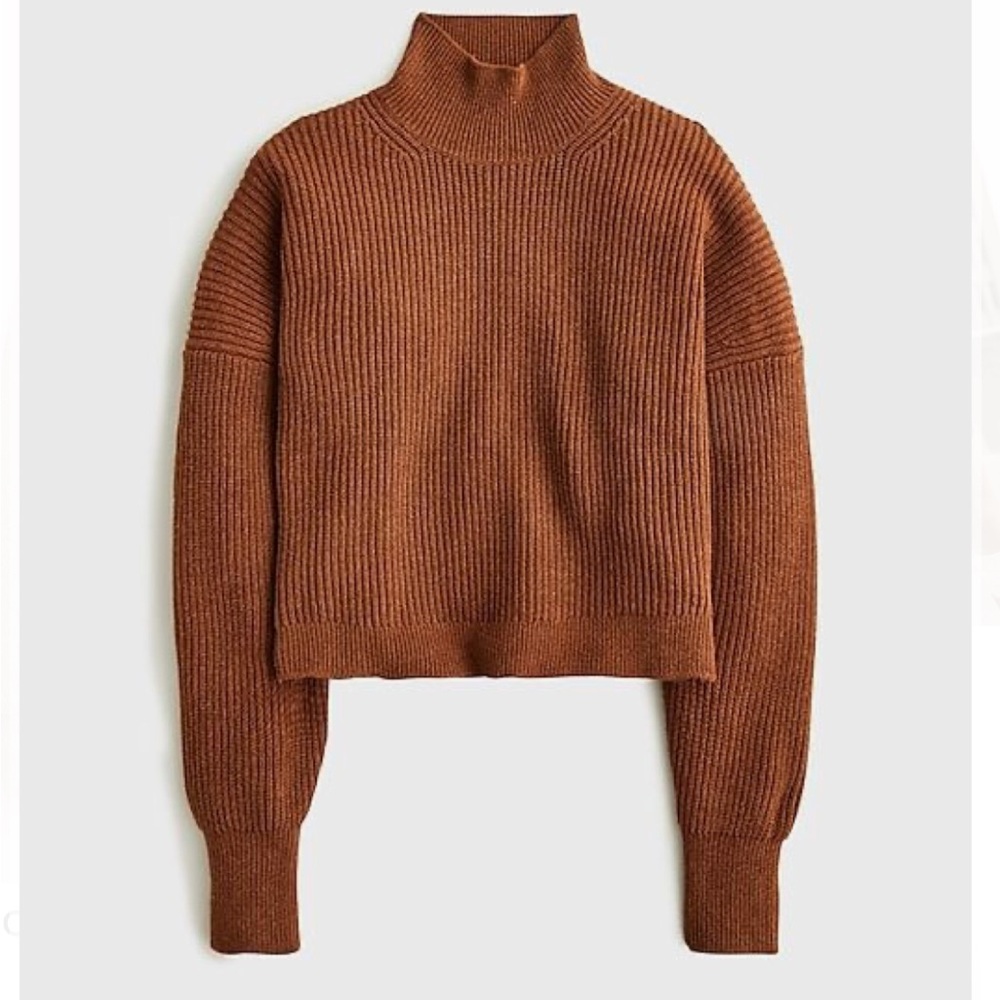 J.Crew Ribbed turtleneck sweater in stretch yarn - S - Hthr Hazelnut